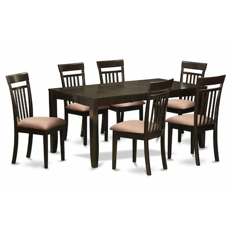 East West Furniture 7 Piece Dining Table Set For 6-Table With Leaf and 6 Kitchen Dining Chairs LYCA7-CAP-C